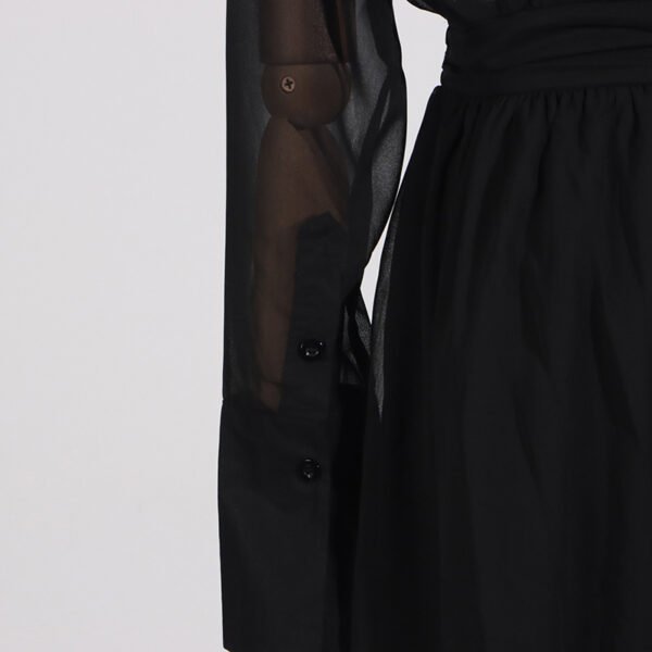 Deep V-neck Long Sleeve Waist Trimming Shirt Short Dress - Image 10