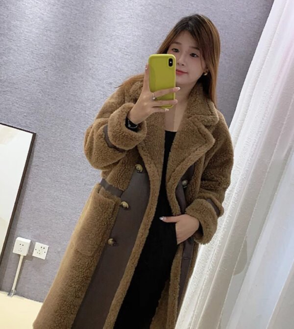 Double Breasted Lamb Fur Coat - Image 4