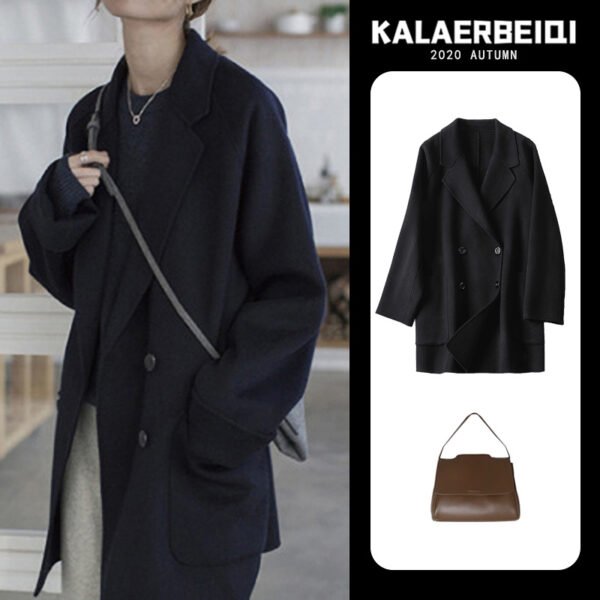 New High-End Temperament Woolen Coat Trench Coat - Image 2