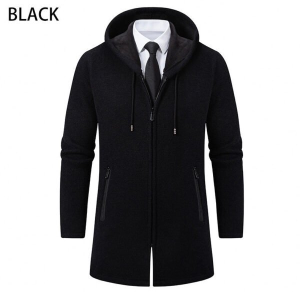 Men's Sweater Jacket Mid-length Coat Hooded Sweater Men's Coat - Image 7