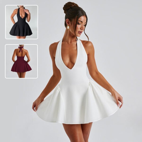 Sexy Deep V-neck Halter Dress Ins Fashion Slim Short Dress For Party Clothing Women - Image 5