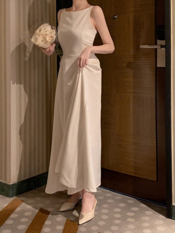 Off-shoulder Sleeveless Waist Slimming Dress - Image 7