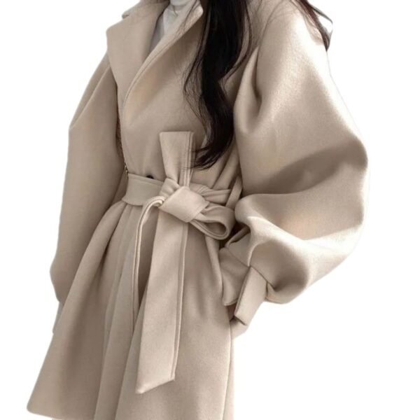 Loose Wind Coat Women's Woolen Coat With Suit Collar Mid-length And Small Woolen Coat - Image 3