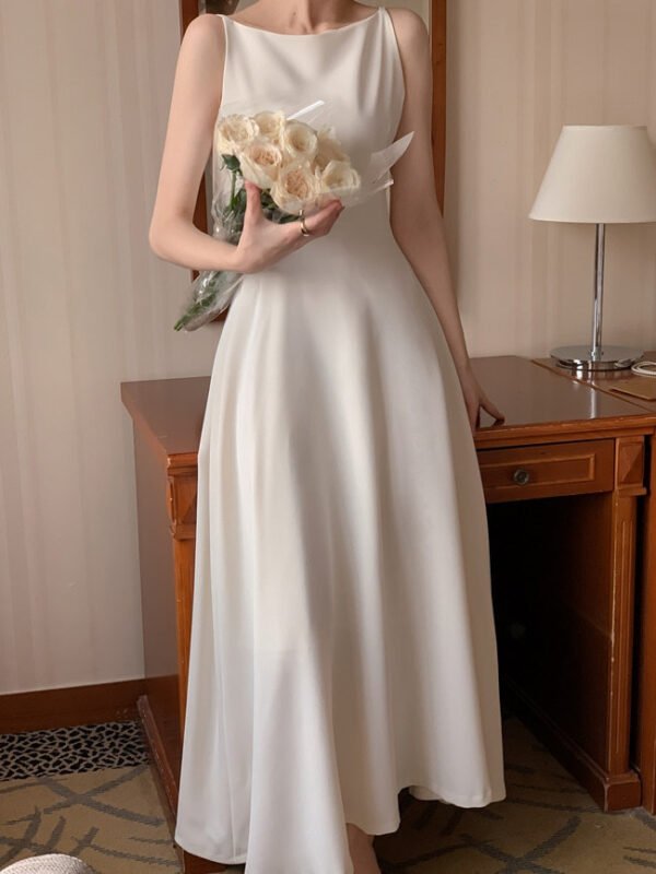 Off-shoulder Sleeveless Waist Slimming Dress - Image 3