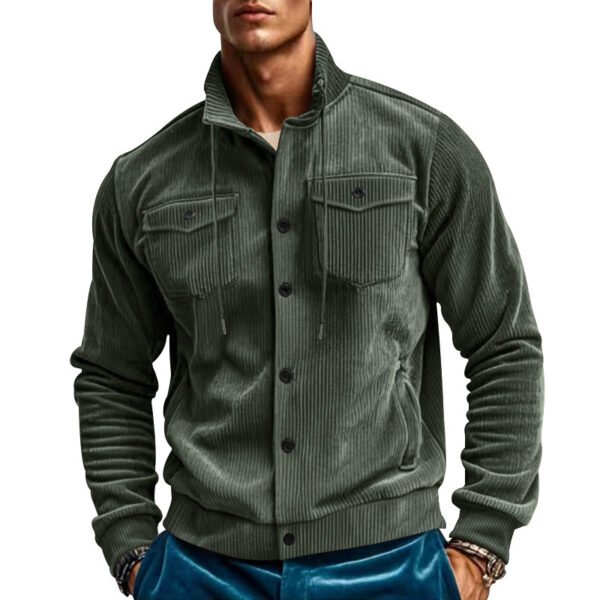 FallWinter Jacket Men's Corduroy Turn-down Collar Coat - Image 5