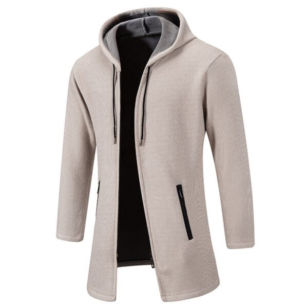 Men's Sweater Jacket Mid-length Coat Hooded Sweater Men's Coat - Image 4