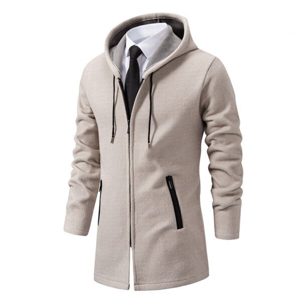 Men's Sweater Jacket Mid-length Coat Hooded Sweater Men's Coat - Image 2