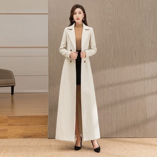 Woolen Double-breasted Elegant Cashmere Coat - Image 4
