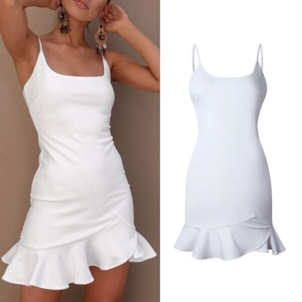 New Ruffles Trumpet Dress Women Sleeveless Spaghetti Strap Slim Summer Dress Party Short Dresses Vestidos - Image 3