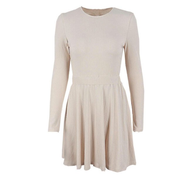 Y2K Long-sleeved Dress With Hollow Design Fashion Solid Color Round Neck A-line Dresses Fall Wainter Women's Clothing - Image 8