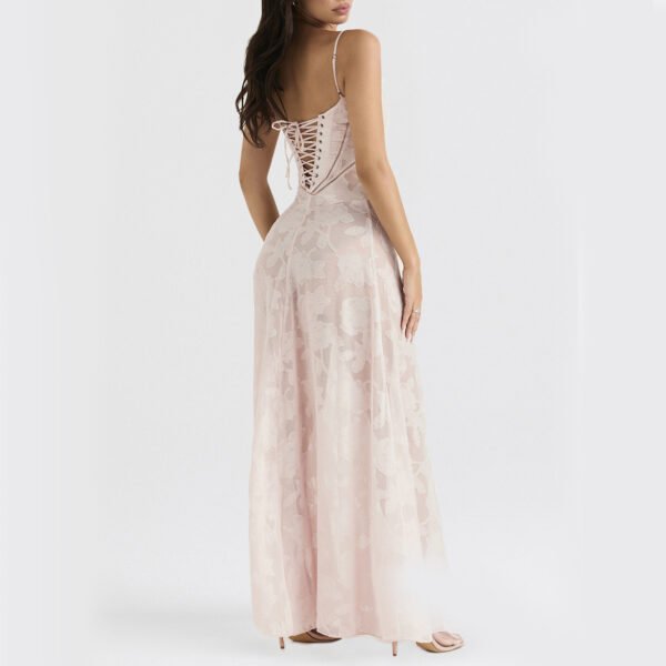 Sexy Flowers Lace Suspender Dress Summer Fashion Slim Back Lace-up Long Dresses Party Evening Club Clothing For Women - Image 2