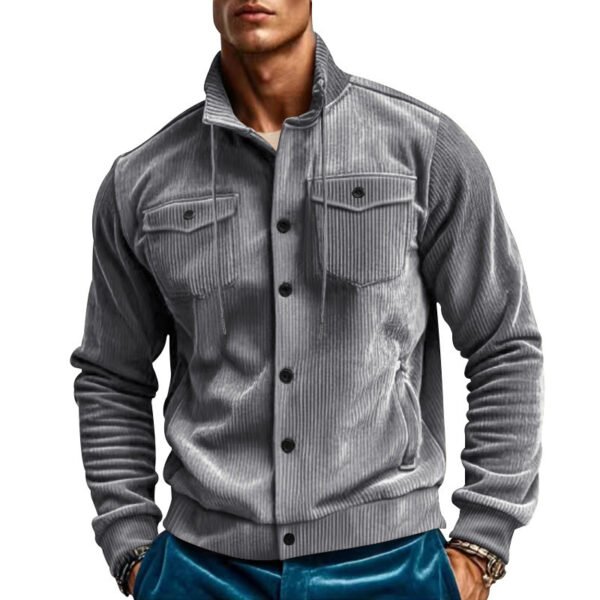 FallWinter Jacket Men's Corduroy Turn-down Collar Coat - Image 4