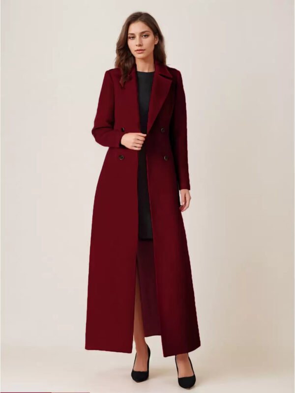 Woolen Double-breasted Elegant Cashmere Coat - Image 9