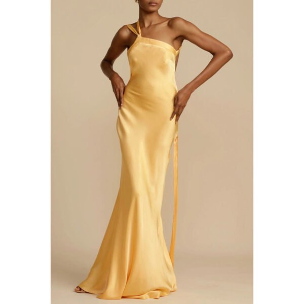 Party Slim-fit Oblique Shoulder Dress Women - Image 3