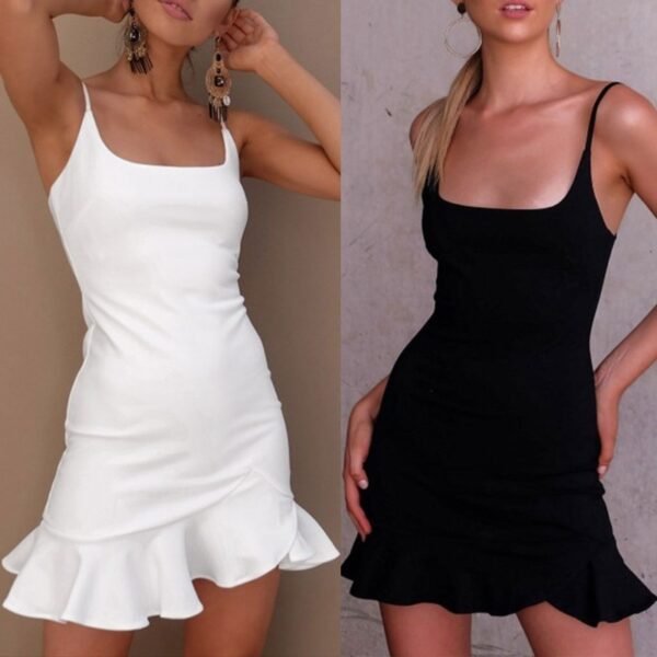 New Ruffles Trumpet Dress Women Sleeveless Spaghetti Strap Slim Summer Dress Party Short Dresses Vestidos - Image 2
