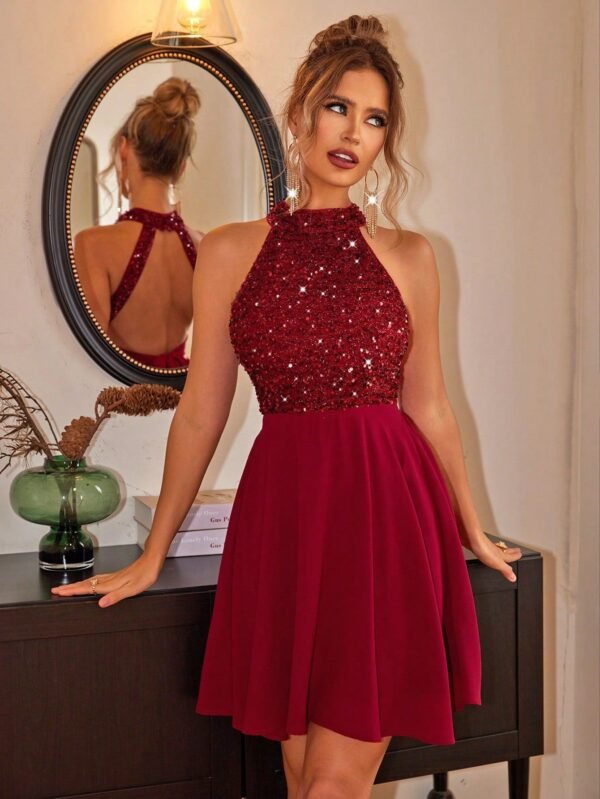 Sexy Temperament Women's Beaded Halter Dress - Image 5