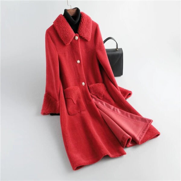 Lamb Wool Coat Mid-length Fleece Fur Integrated Lamb Chenille Coat - Image 2