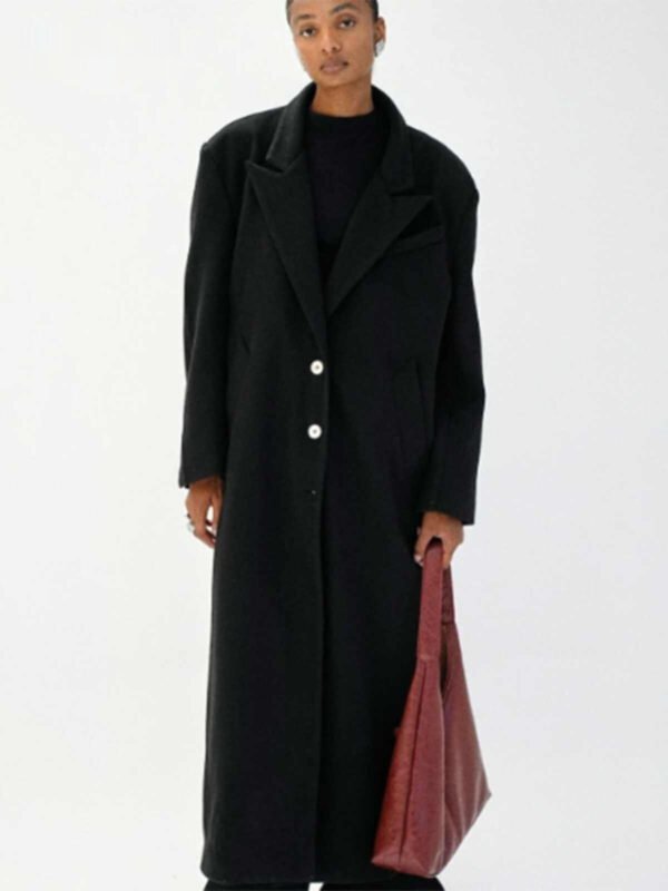 Nerazzurri Wool Padded Shoulder Coat Woolen Coat Men And Women - Image 2
