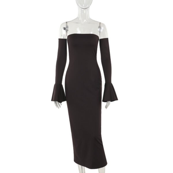 Elegant Basic Style Tube Top Split Dress Horn Oversleeve - Image 6
