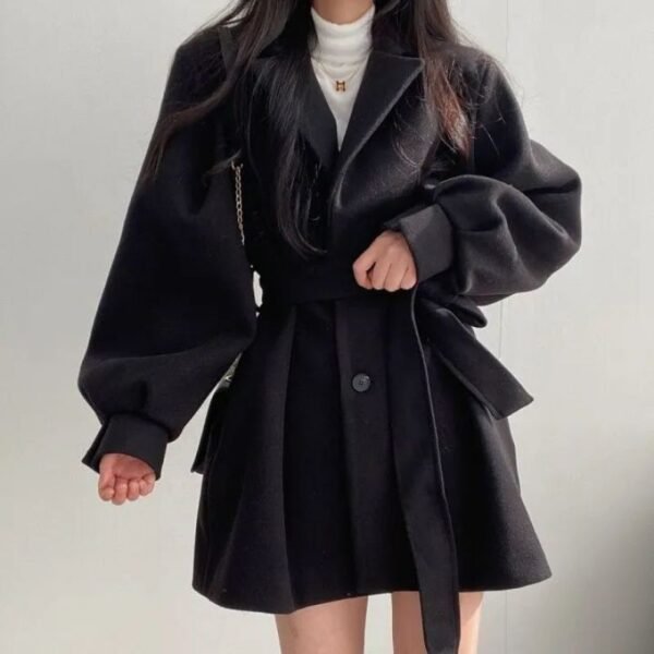 Loose Wind Coat Women's Woolen Coat With Suit Collar Mid-length And Small Woolen Coat - Image 5