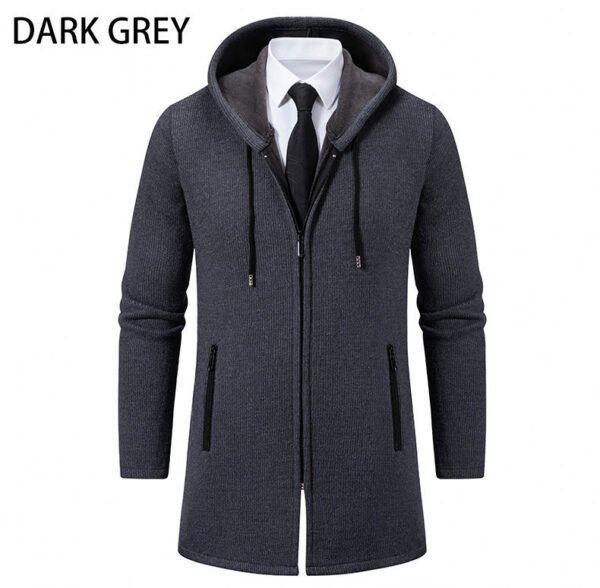 Men's Sweater Jacket Mid-length Coat Hooded Sweater Men's Coat - Image 8