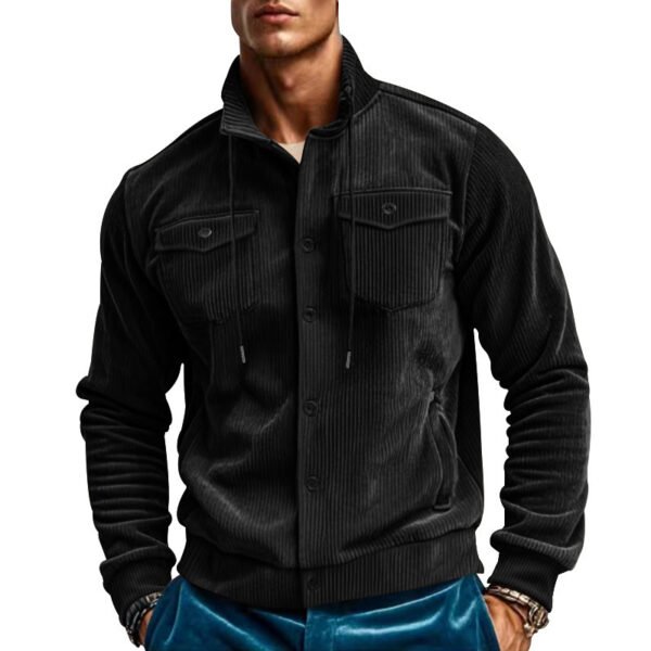 FallWinter Jacket Men's Corduroy Turn-down Collar Coat - Image 3