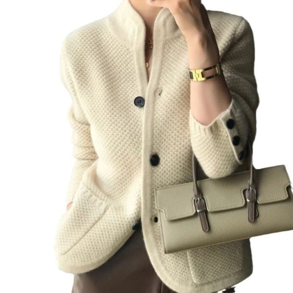 New Autumn Knitted Cardigan Stand Collar Loose Coat - Image 5