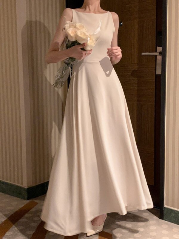 Off-shoulder Sleeveless Waist Slimming Dress - Image 2
