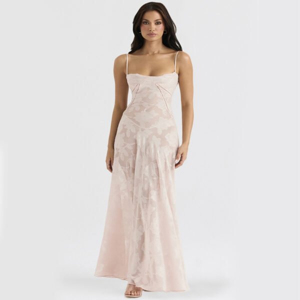 Sexy Flowers Lace Suspender Dress Summer Fashion Slim Back Lace-up Long Dresses Party Evening Club Clothing For Women - Image 8